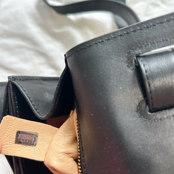 Chloé Louise Box Black Leather Crossbody Bag Gold Turnlock Vintage Authentic - Picture 7 of 12